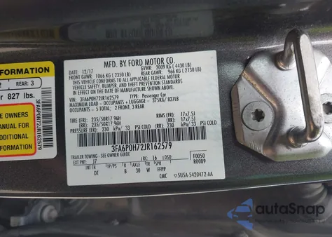 2018 Ford Fusion Se из США, поврежденный, VIN 3FA6P0H72JR162579